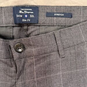 Ben Sherman Charcoal Checkered Slim Trousers